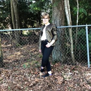 Cheetah bejeweled blazer